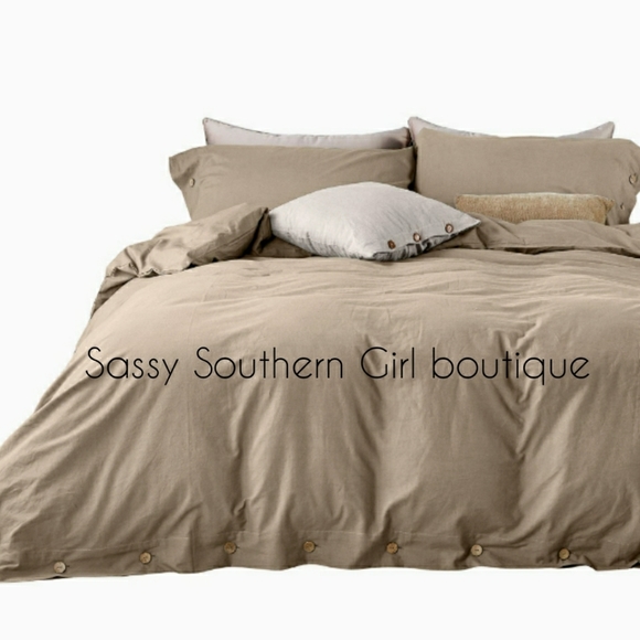 ⭐🆕 Khaki Washed Cotton Duvet Cover Set - Picture 3 of 11